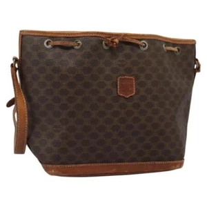 Auténtico bolso de hombro de lona CELINE Macadam PVC cuero marrón dorado 124195 - Imagen 1 de 24