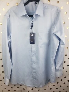 New Alimens & Gentle Men's Long Sleeve Blue Satin Stripe Button Down Shirt - Picture 1 of 11