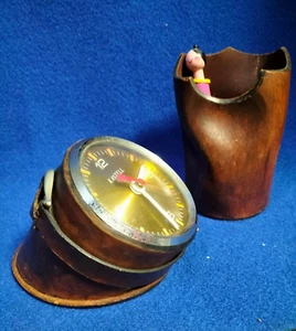 1024-SET DA SCRIVANIA OROLOGIO KASTELL CON PORTAPENNE IN PELLE C.A.P. V INTAGE - Bild 1 von 14