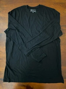 Men's Cotton Blend Crew Neck T-Shirt Long Sleeve Medium Black NWOT - Picture 1 of 6