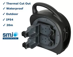 Carrete de plomo de extensión exterior de 2 pandillas resistente a la intemperie IP54 corte térmico 20 m - Imagen 1 de 5
