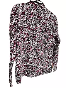 Blusa Kim Rogers Nueva con etiquetas para mujer cuello de tortuga borgoña/negro manga larga talla L - Imagen 1 de 3