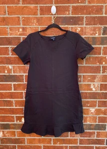 Vestido informal Lands End grande 10-12 negro manga corta acampanado dobladillo carrera - Imagen 1 de 7