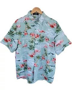 Mens SSLR Pink Flamingo Palm Tree Floral Beach Button Down Hawaiian Style Shirt - Picture 1 of 7