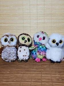 Ty Owl Lot Of 4 Austin TySilk, Percy TySilk, Sammy, Owen Very Good Condition - Picture 1 of 5
