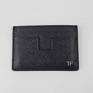 TOM FORD Black Grain Leather Classic Card Holder New - Picture 1 of 9