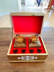 Vintage Royal Seeley Craft Geschenkset Bernstein Bargeschirr Dekanter Set - Bild 1 von 8