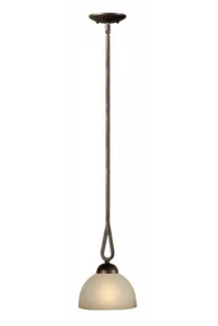 Forte 2474-01-32 One Light Antique Bronze Shaded Umber Glass Down Mini Pendant - Picture 1 of 7