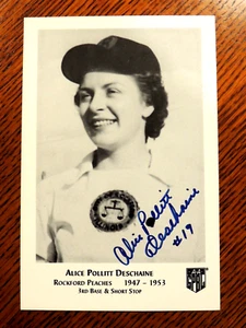 ALICE POLLITT DESCHAINE FIRMADO 5X7 AAGPBL ROCKFORD MELOCOTONES - Imagen 1 de 1