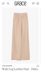 YVES SALOMON Lamb Leather High-Rise Wide Leg Pant Sz 36 Duce $1,878 New With Tag