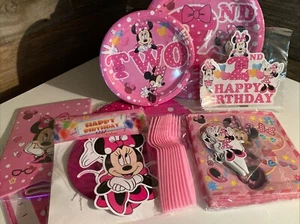 Disney Minnie Mouse Party Supplies 2nd Birthday Plates Table cover 10 Settings - Picture 1 of 5
