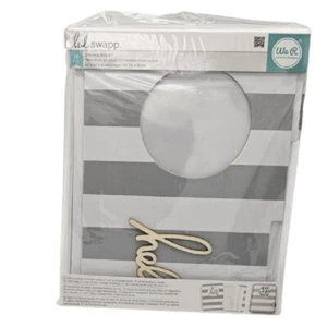 Heidi Swapp 10 piece Cinch Album Grey Striped Fabric Craft Design File Kit - Picture 1 of 11