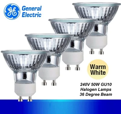 4 x 50W GU10 Halogen Reflector Globes Bulbs Lamps Dimmable 240V General Electric - Image 1 of 4