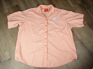 Antigua 2xl Damen Clemson Orange Gingham Knopfleiste Hemd Bestickt Tigerpfote - Bild 1 von 9