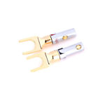 New 2pcs Copper Gold Plated Speaker Banana U Fork Y Spade Plug Wire Connect_*wf