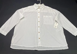 79,95 $ Billabong Damen weiß & grau gestreifter Druck Langarm Bluse Größe 14 - Bild 1 von 14