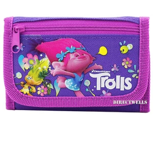 Disney Trolls Authentic Licensed Canvas Trifold Purple Wallet for Children - Picture 1 of 2