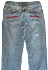 Vtg Apple Bottoms Denim Jeans Womens Red Butt Lettering 90's Y2K 30 Waist Size 6