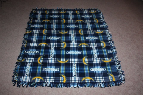 NFL LA LOS ANGELES CHARGERS Double-Thick Fleece Bedspread/Blanket/Throw -67"x57" Cover