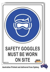 Safety Goggles Must Be Worn On Site Sign - Picture 1 of 2