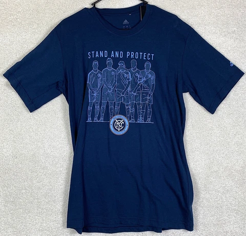 New York City FC MLS T Shirt Large Navy Adult Size Large Shirt Brand New Cover