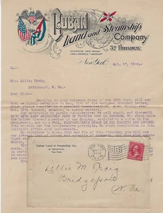 1900 New York, Patriotic, Cuban Land & Steamship Co, Multicolor Enclosure - Picture 1 of 1