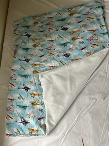 Baby Toddler Airplane Biplane Quilt Throw 40x47" - Picture 1 of 4