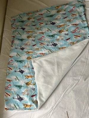 Baby Toddler Airplane Biplane  Quilt Throw 40x47" - Image 1 of 4