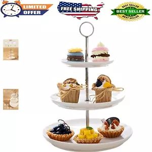 Stainless Steel & Porcelain 3-Tier Serving Stand - Space-Saving for Gatherings - Picture 1 of 10
