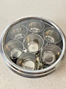 Stainless Steel Soft Hammered Spice Box w/ 7 Cups & Spoon Never Used - Picture 1 of 4