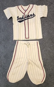 Baseball vintage années 50 CLEVELAND INDIANS Batboy uniforme complet laine cousue DOUX ⚾ - Photo 1/5