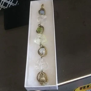 Grobes blaues, grünes und goldenes Perlenarmband - Bild 1 von 4