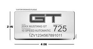 2x4 IN Engraved Plaque Custom for Mustang, GT & OTHER Car Models Interior/engine - Picture 1 of 2