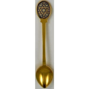 Damascene Gold Star of David Decorative Collector Spoon by Midas of Toledo Spain - Foto 1 di 3