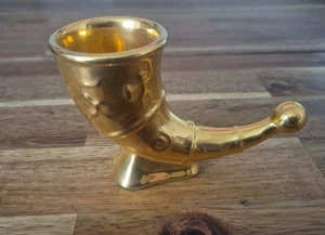 Soholm Denmark 736 Pottery Ornament Viking Drinking Horn Gold Coloured - Picture 1 of 3