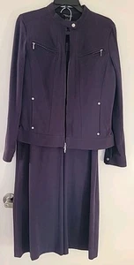 Vintage August Silk navy blue Wide Leg pant suit size 12. Cotton Travel - Picture 1 of 19