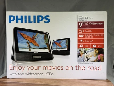 Philips Portable Black DVD Player 9" LCD Dual Screens PD9012/17 MP3 Player - Image 1 of 2