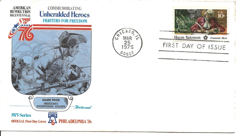 US Scott #1561, First Day Cover 3/25/75 Chicago Single Salem Poor - Image 1 of 1