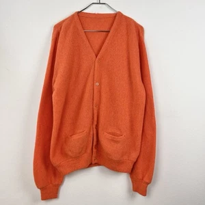 Vintage Wool Cardigan Sweater Mohair XL Orange 60s 70s - Picture 1 of 9