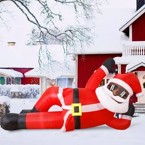 10FT Christmas Inflatables Outdoor Decorations, Giant Inflatable Black Santa ... - Picture 1 of 7