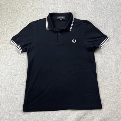 Fred Perry Polo Shirt Mens Navy Blue White Twin Tip Cotton Preppy - Small - Image 1 of 4