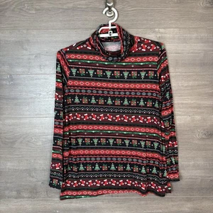 French Laundry Holiday Editions Women's 1X Long Sleeve Turtleneck Top Christmas - Picture 1 of 7
