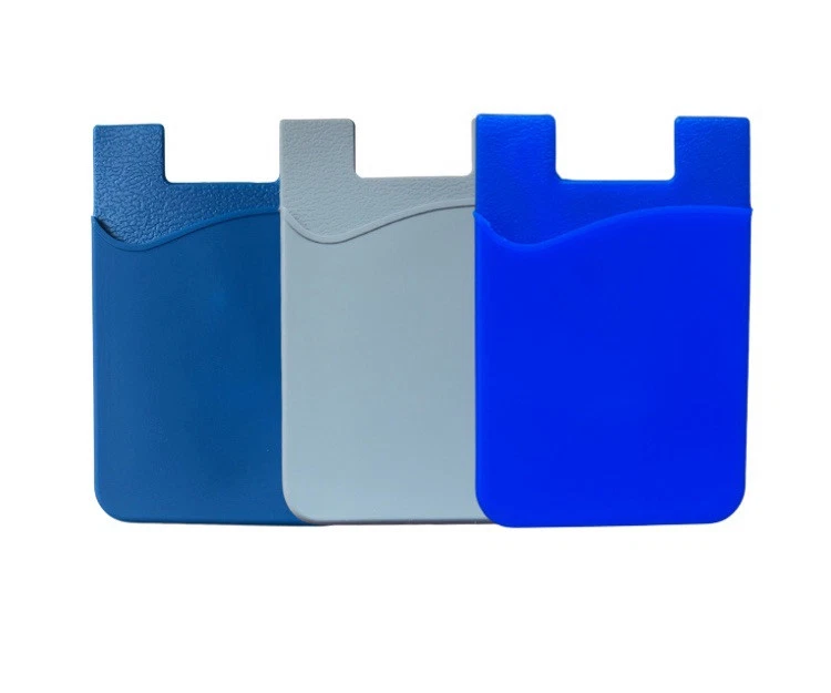 Phone Wallet Stick-On-Multi-Purpose Silicone Card Holder,Blue+NavyBlue+Grey 3Pcs - Image 1 of 4
