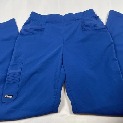 Grey's Anatomy Scrub Cargo Flare Pants Blue 6 Pockets Royal Barco Size ST - Image 1 of 4
