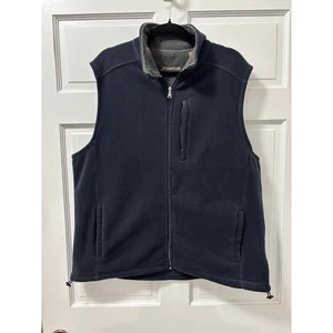 St John's Bay Mens Fleece Vest Navy Blue Full Zip Sleeveless Casual Layering - Picture 1 of 6