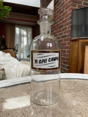 Antique Apothecary Bottle Camphor Oil LUG “Label Under Glass” - Image 1 of 4