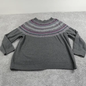 Suéter J Jill Mujer Pequeño Grande Gris Púrpura Fair Isle Pullover Cuello Redondo Tejido - Imagen 1 de 13