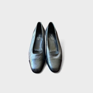 Vintage Ditto by Van Eli Leather Cap Toe Flats Black Made in Italy Size 8 M - Picture 1 of 9