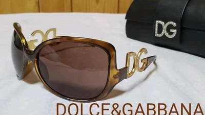 Discontinued Dolce & Gabbana D&G Icon Logo Big Lens Sunglasses Brown e845 - Image 1 of 4