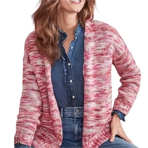 Cardigan Loft Space Dye rosa aperto davanti maglia M manica lunga morbido nuovo con etichette Barbiecore - Foto 1 di 10